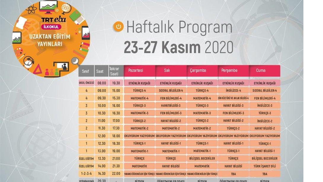 HAFTALIK PROGRAM 23-27 KASIM 2020